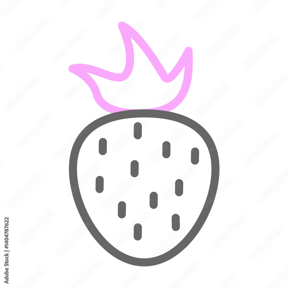 Strawberry Vector Line Lt Pink Grey Icon Design Strawberry Vector Line Lt Pink Grey Icon Design