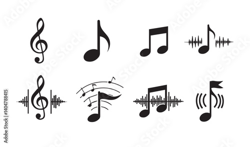 Elegant music symbols highlighting creative note patterns and treble clef graphics uniquely

