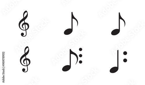 Musical notes collection showcasing elegant clefs and note designs for music-related creative projects


