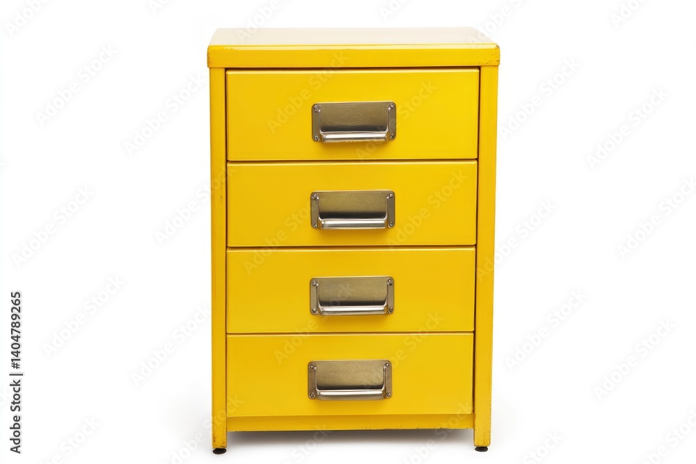 Yellow Drawer Unit Isolated on White Background Yellow Drawer Unit Isolated on White Background