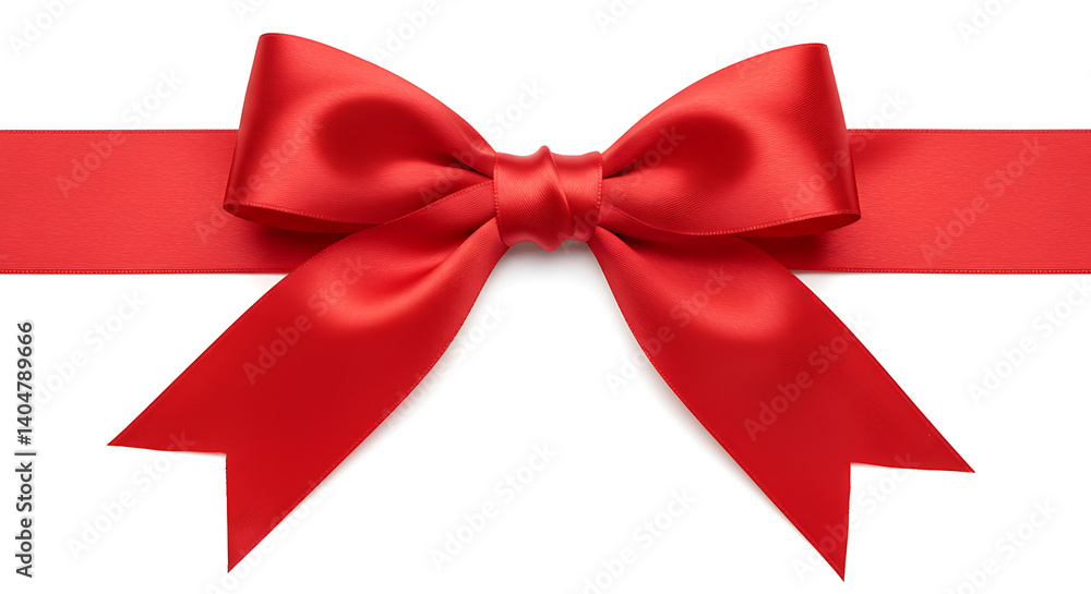 Fototapeta premium Radiant Red Satin Bow: Festive Gift Ribbon AI Generated