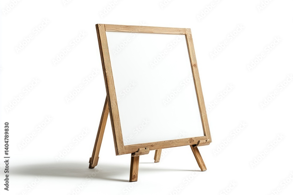 Isolated Wooden Easel with Blank White Canvas for Painting Isolated Wooden Easel with Blank White Canvas for Painting