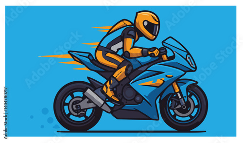 High-speed motorcycle racing illustration showcasing two professional riders in action-packed competition

