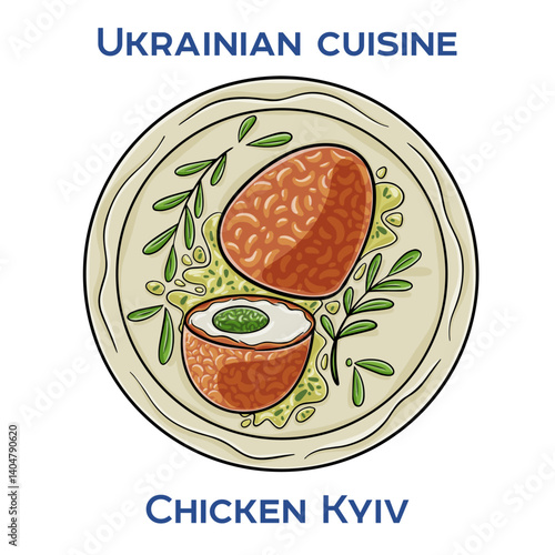 Chicken Kyiv. Breaded chicken fillet stuffed with garlic and herb butter, then fried.