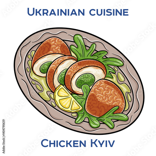 Chicken Kyiv. Breaded chicken fillet stuffed with garlic and herb butter, then fried.
