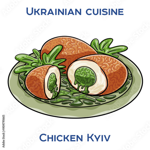 Chicken Kyiv. Breaded chicken fillet stuffed with garlic and herb butter, then fried.