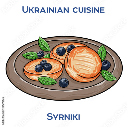 Syrnyky are fried quark pancakes, a traditional Ukrainian dish. They're typically served with sour cream, jam, or honey.