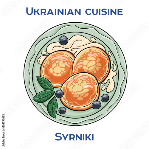 Syrnyky are fried quark pancakes, a traditional Ukrainian dish. They're typically served with sour cream, jam, or honey.