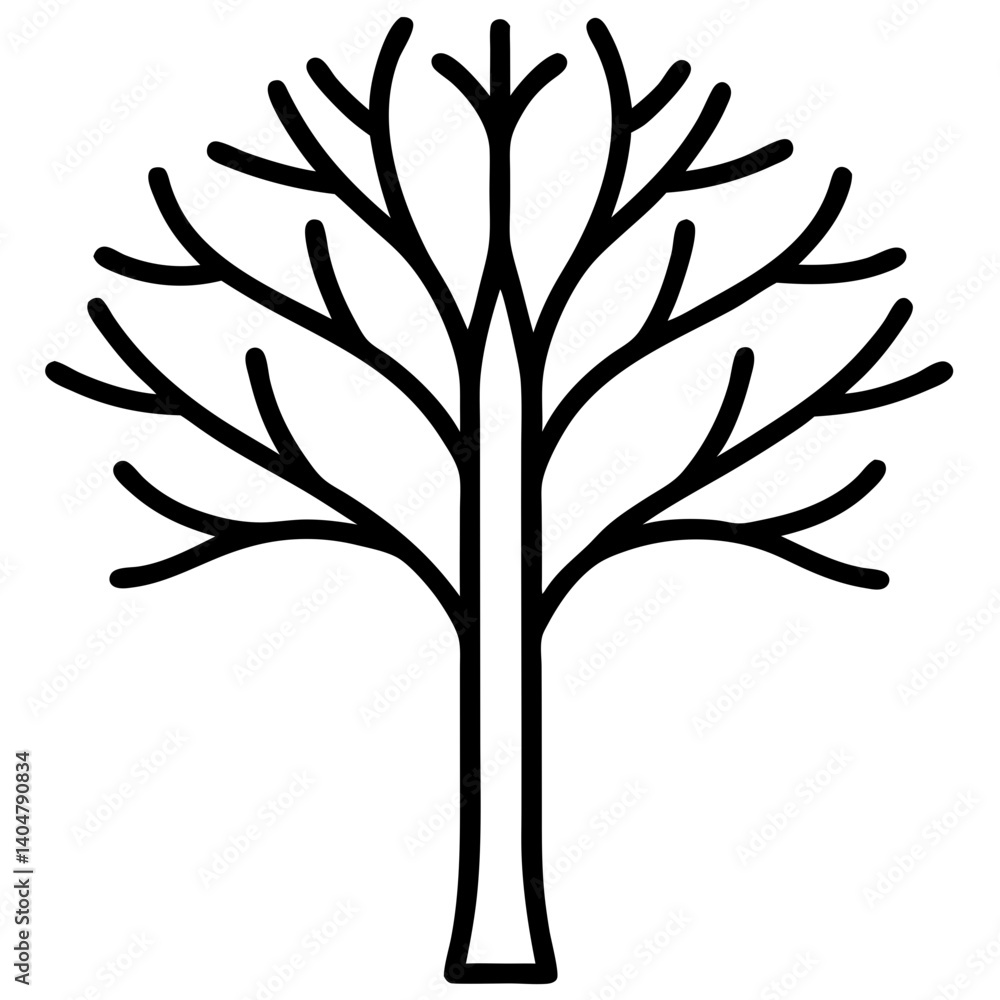 Line drawing of a tree with branches representing nature and growth in minimalist design Line drawing of a tree with branches representing nature and growth in minimalist design