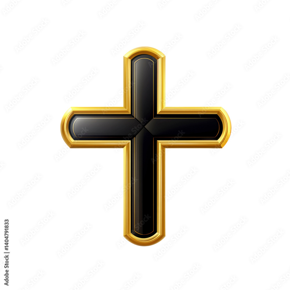 Obraz premium Elegant Black and Gold Cross Religious Symbol, Faith, and Spirituality
