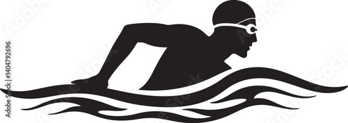 Swimmer Silhouette Vector Clipart Set