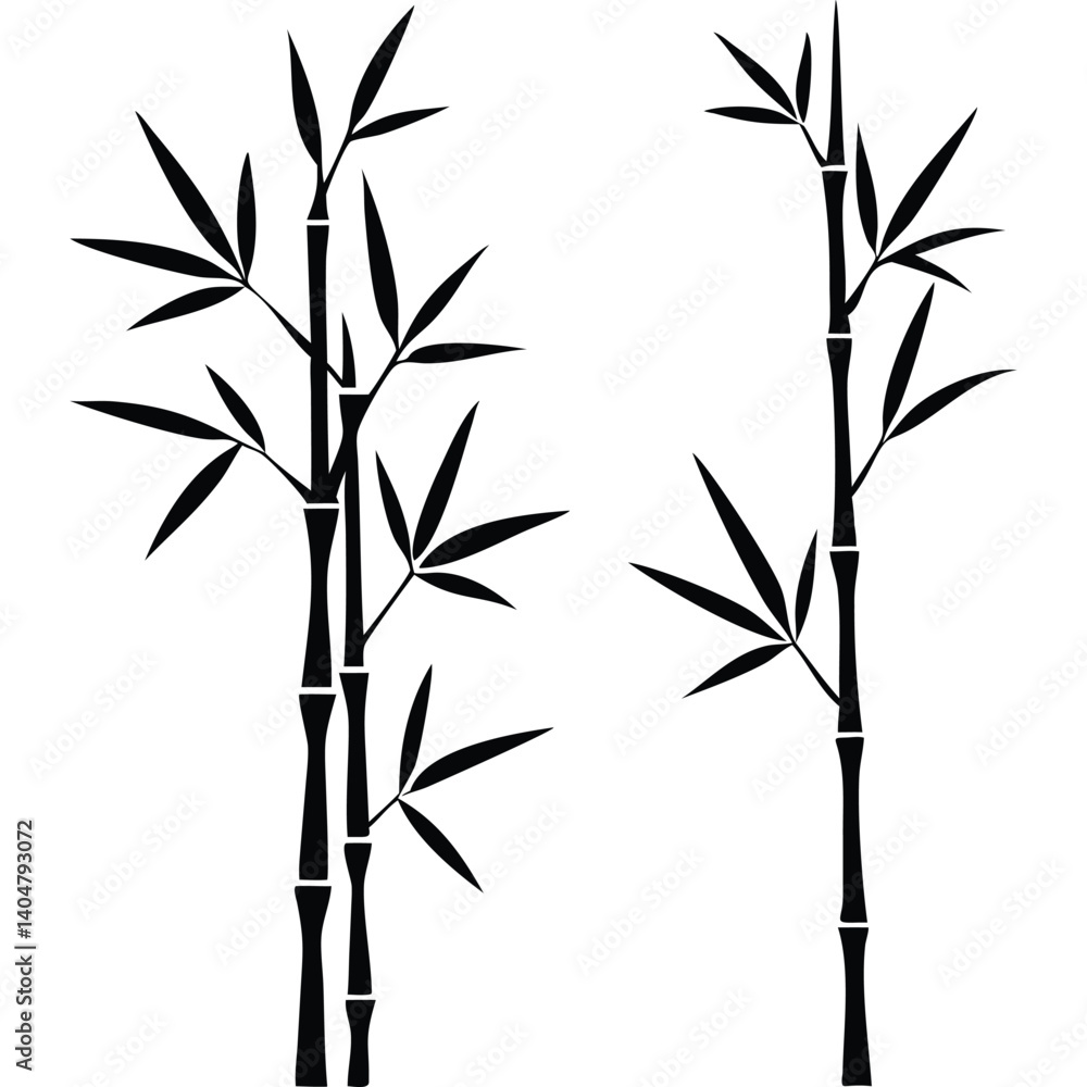 Naklejka premium Simple black and white bamboo illustration, nature design.