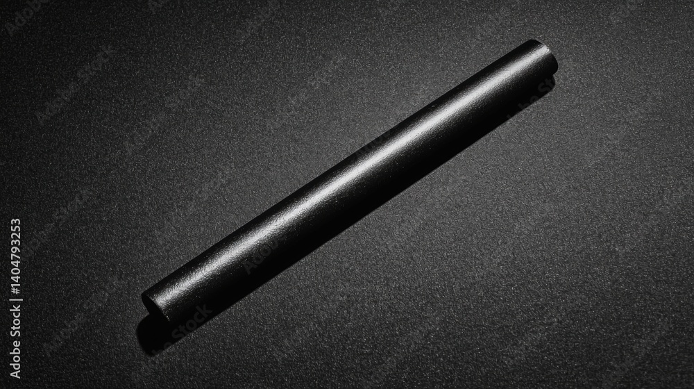 Fototapeta premium A black cylindrical object with a smooth surface and a slight curve.
