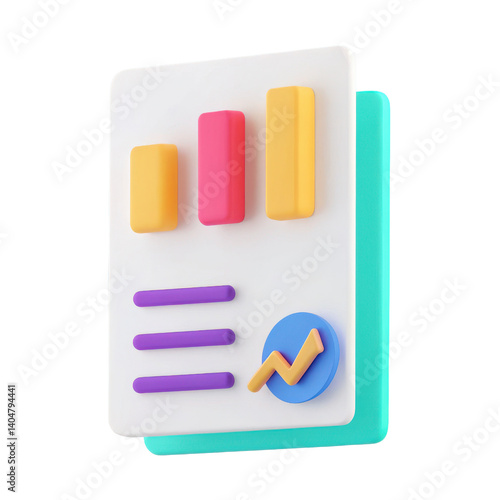 A colorful, abstract representation of data visualization featuring various bars and graphs on a flat surface.