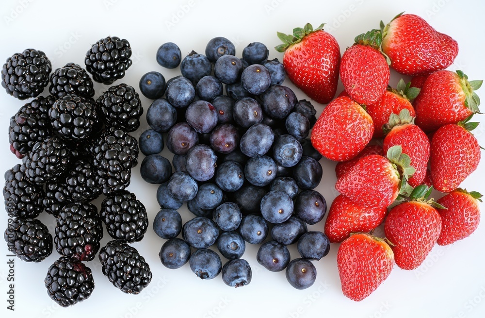 Fresh berries arranged in rows Fresh berries arranged in rows