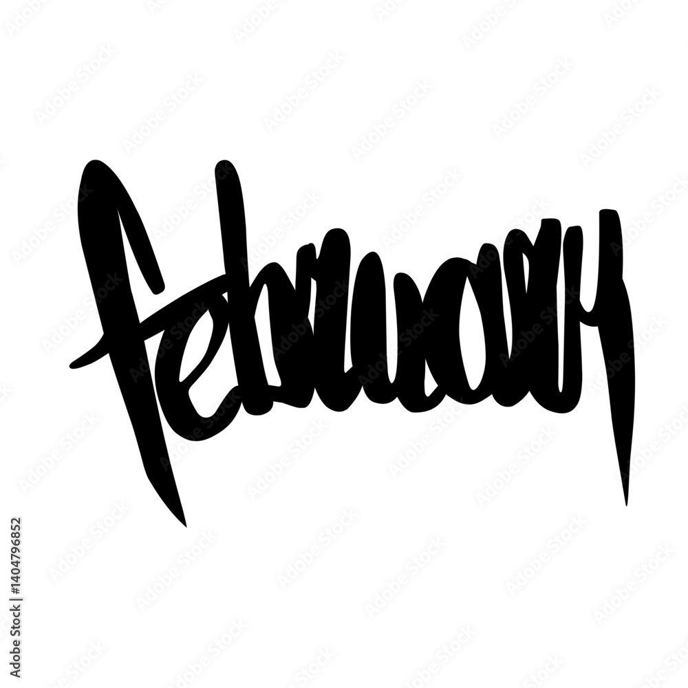 Obraz premium February font vector collection. Black handwritten vector illustration.