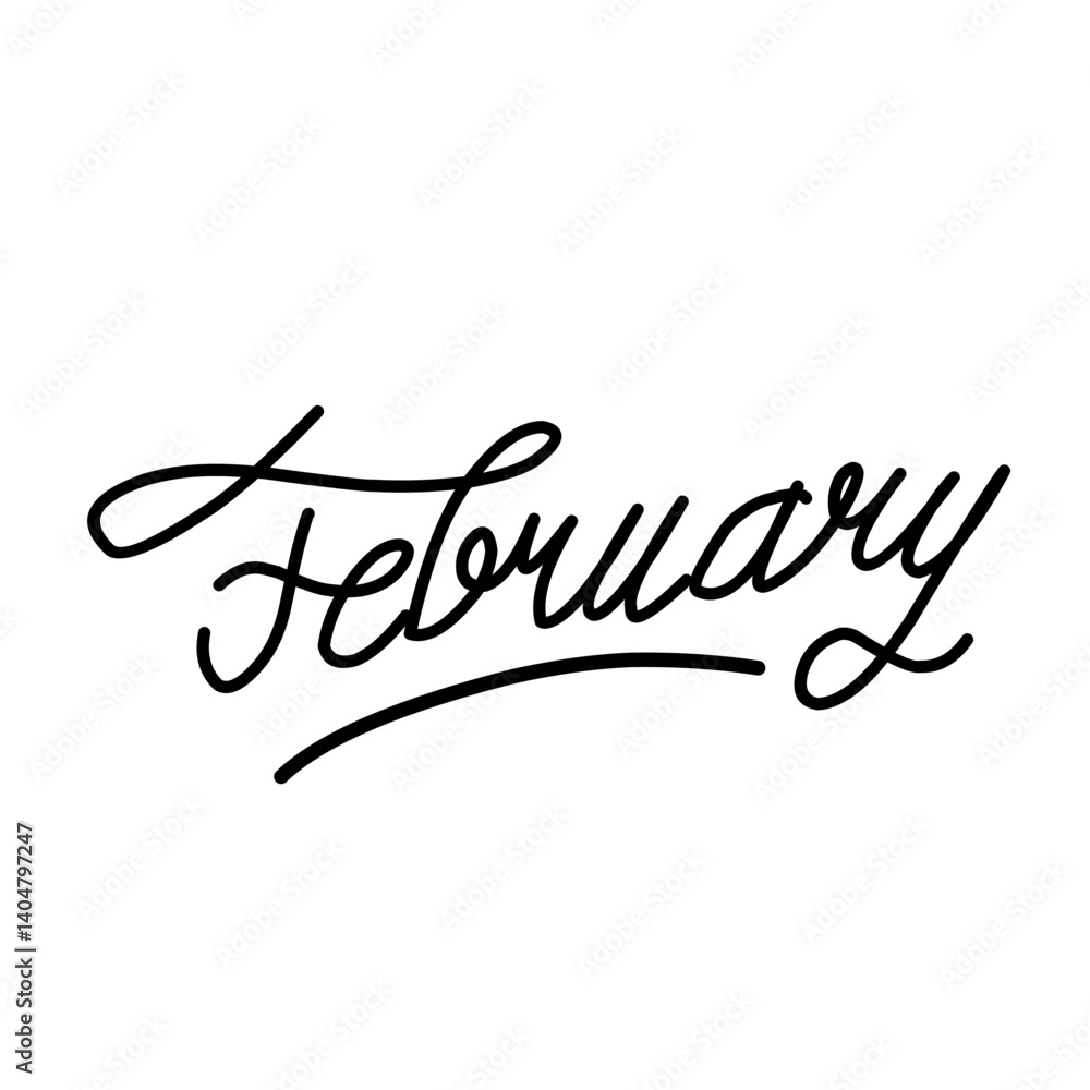 February font vector collection. Black handwritten vector illustration. February font vector collection. Black handwritten vector illustration.