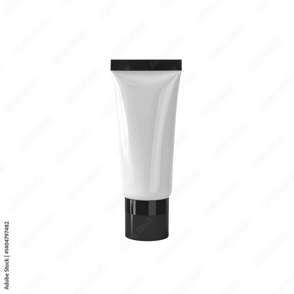 Blank White Cosmetic Tube with Black Cap - Mockup for Skincare or Beauty Product Packaging Blank White Cosmetic Tube with Black Cap - Mockup for Skincare or Beauty Product Packaging