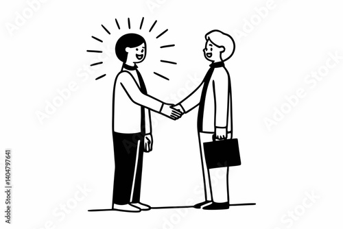 Smiling plainly and firmly handshaking with human resource manager