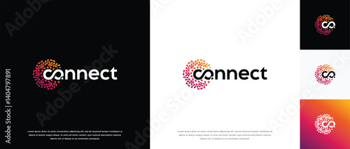 Technology connection logo design. Technology connection logo template. Technology logo symbol icon	