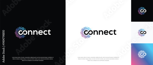 Technology connection logo design. Technology connection logo template. Technology logo symbol icon	