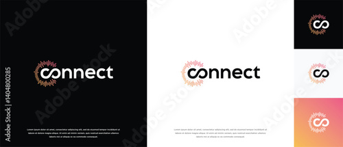 Technology connection logo design. Technology connection logo template. Technology logo symbol icon	