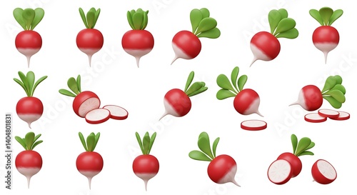 Vibrant Radishes: A 3D Render Collection AI Generated