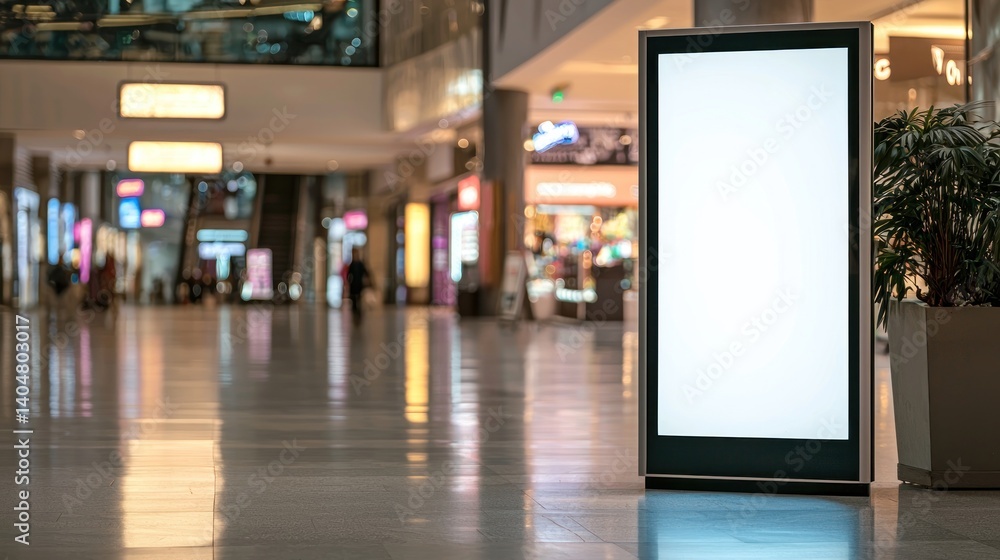 Blank Advertisement Display in Modern Shopping Mall Blank Advertisement Display in Modern Shopping Mall