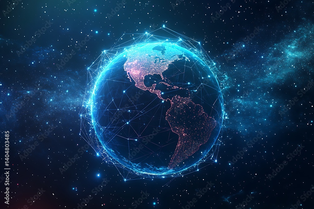 Obraz premium A Visual Concept of Global Communication Network Representing Connectivity