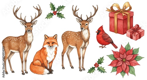 Winter's Embrace: A Watercolor Christmas Collection AI Generated