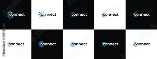 Collection of technology connection logo designs. Technology connection logo template. Technology logo symbol icon