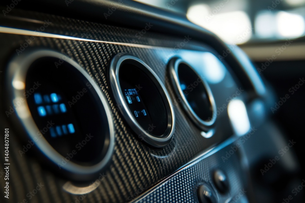 Close-Up View of Modern Car Dashboard Instrumentation Components Close-Up View of Modern Car Dashboard Instrumentation Components