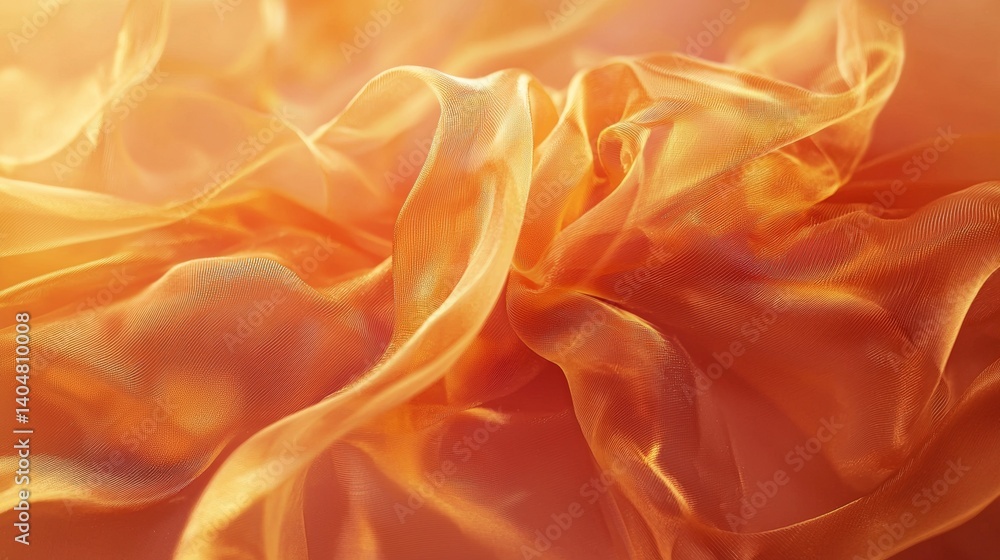 Obraz premium Soft flowing orange fabric in dreamy abstract motion
