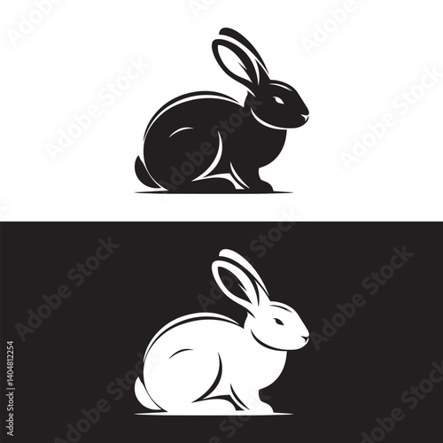 Cute cartoon vector illustration of a happy pink bunny animal with long ears