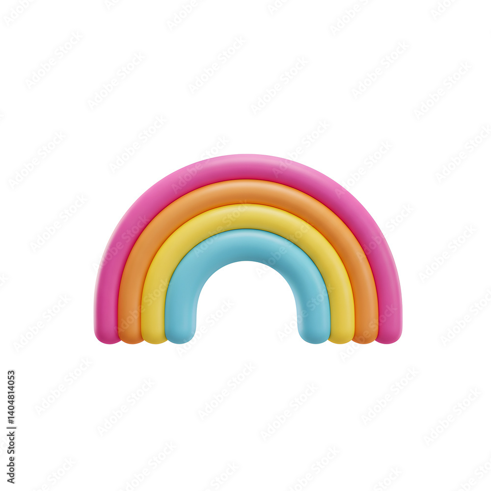 Fototapeta premium Vibrant rainbow arc with 3D effect on pristine white background display