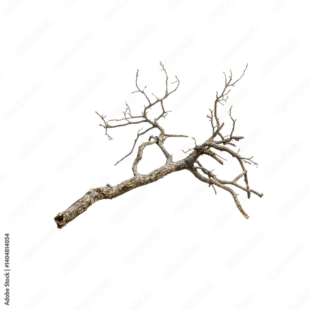 Isolated Dry Branch with Twigs - Nature Element for Design Isolated Dry Branch with Twigs - Nature Element for Design