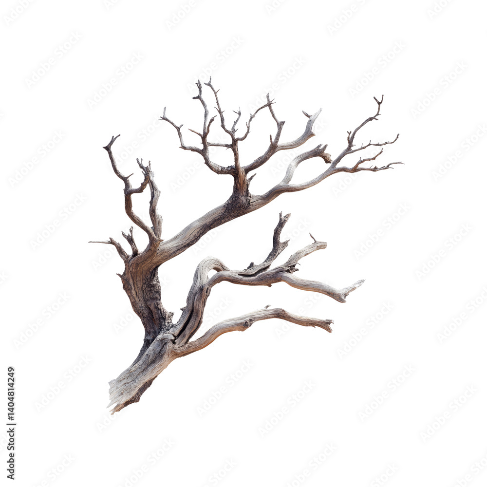 Fototapeta premium Intricate Dried Branch Isolated onTransparent background - Nature's Abstract Art