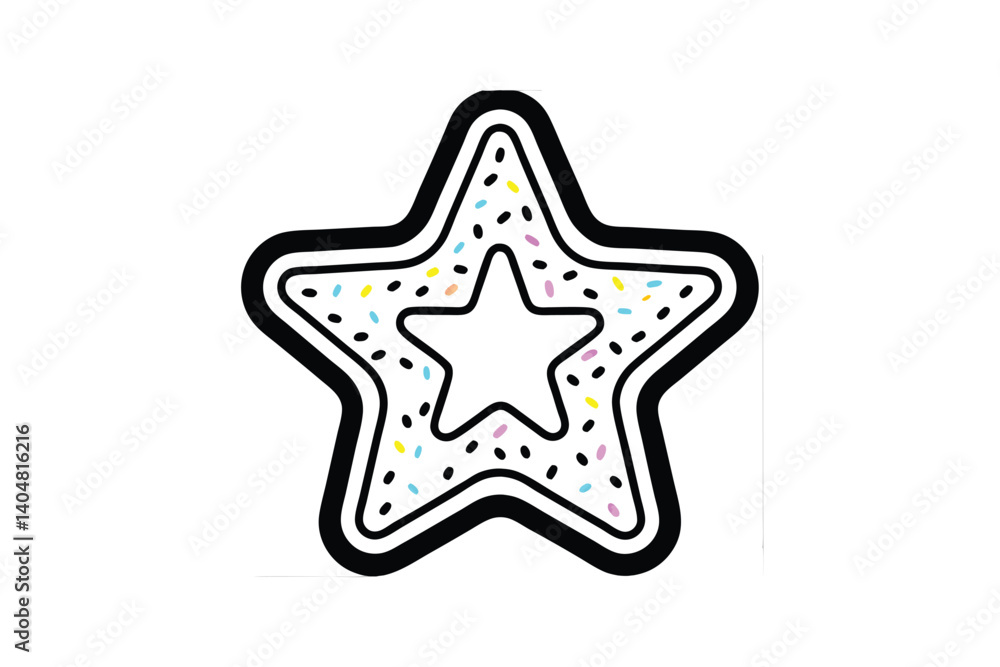 Stylized Star Cookie With Sprinkles Decoration Festive Treat Isolated On White Background Holiday Graphic Element Flat Design Stylized Star Cookie With Sprinkles Decoration Festive Treat Isolated On White Background Holiday Graphic Element Flat Design