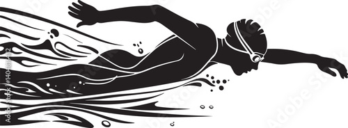 Swimmer Silhouette Vector Bundle