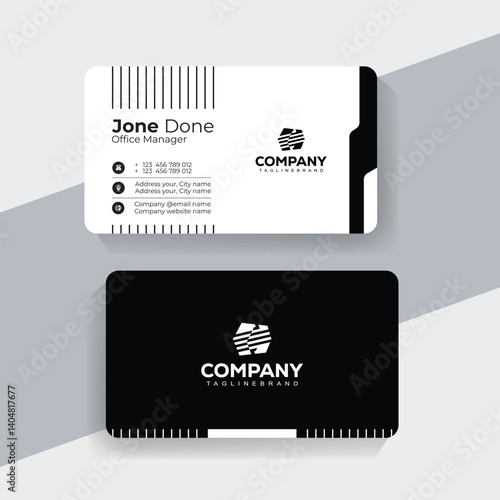 Professional Black and White Business Card Design for Executives. Professional black and white business card mockup, minimal template for creative branding solutions.