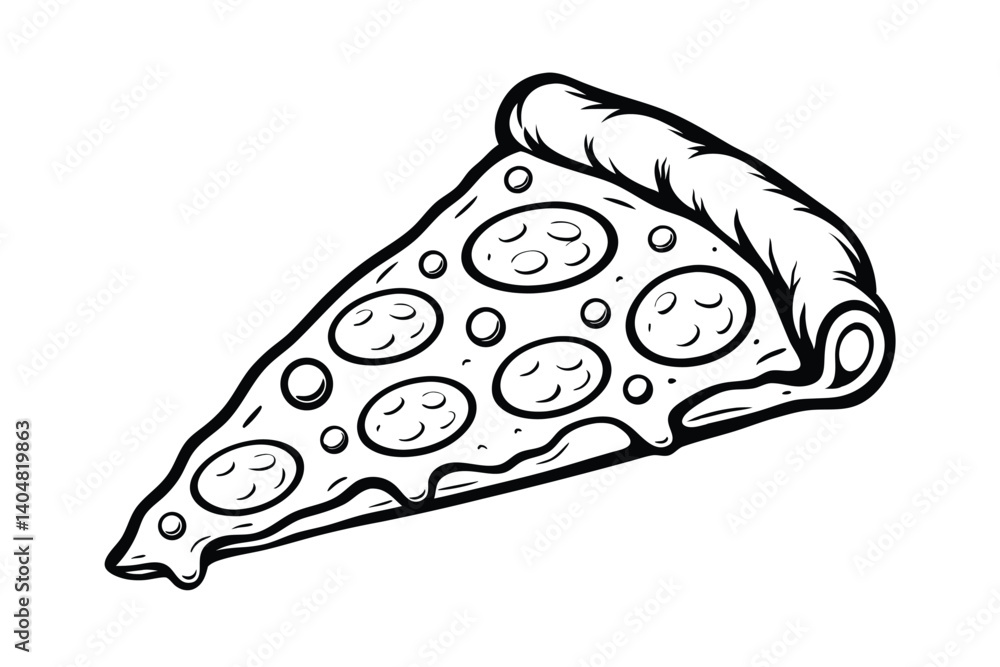 Outlined Pizza Slice Vector Illustration Pepperoni Toppings Fast Food Snack Delicious Italian Cuisine Culinary Design For Templates And Mockups Outlined Pizza Slice Vector Illustration Pepperoni Toppings Fast Food Snack Delicious Italian Cuisine Culinary Design For Templates And Mockups
