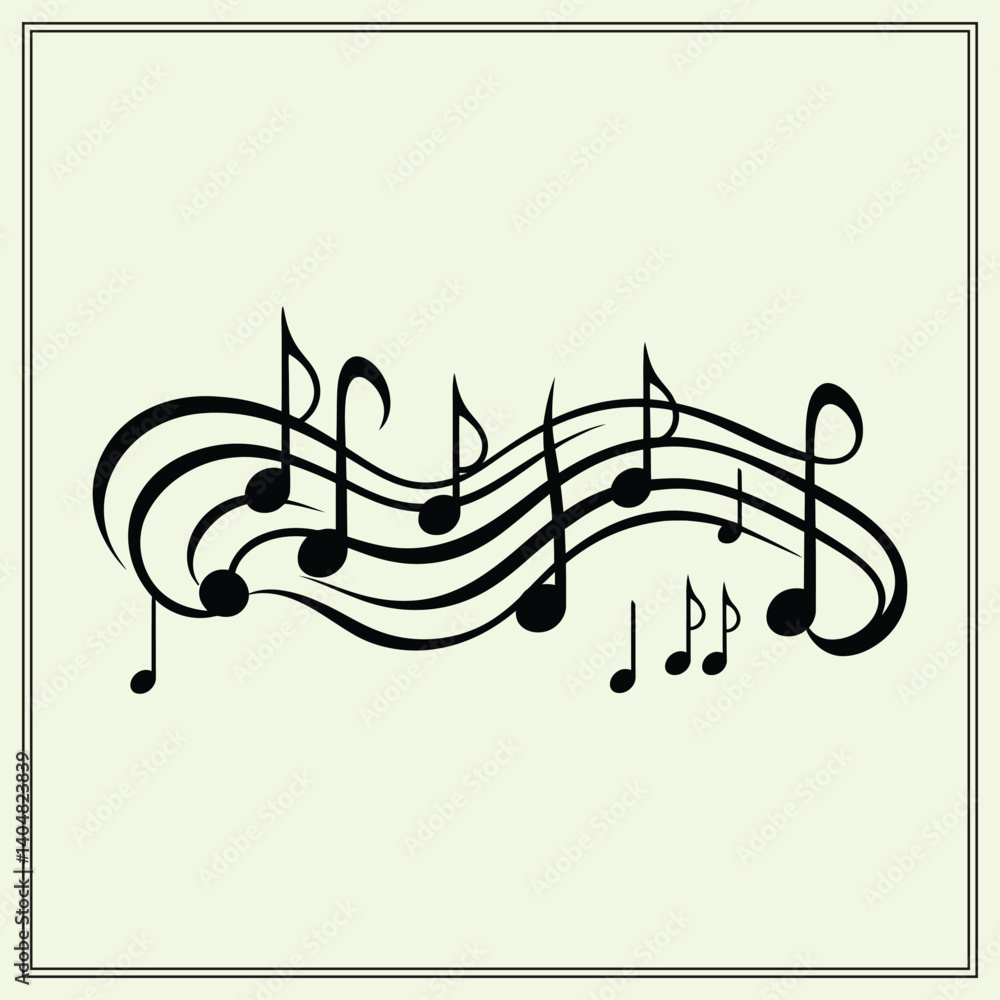 Naklejka premium Music Notes Silhouette, Harmony Vibe