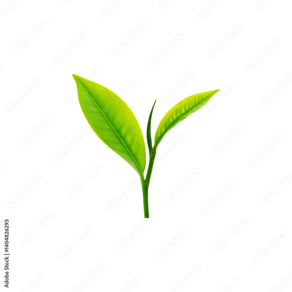 Tea leaf branch on transparent background Tea leaf branch on transparent background