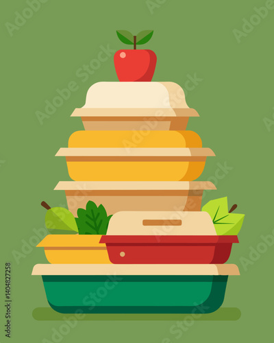 A startup designing and selling reusable and biodegradable food packaging for restaurants and food vendors.. Vector illustration