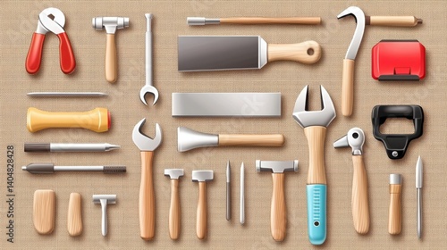 Wallpaper Mural Tool collection arrangement workshop digital illustration organized layout aesthetic display Torontodigital.ca