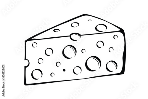 Vector Illustration Of A Piece Of Swiss Cheese With Holes Isolated On A White Background For Culinary Designs