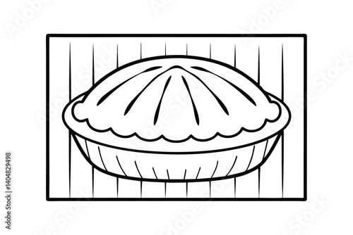 Delicious Homemade Baked Pie, Simple Line Art Illustration