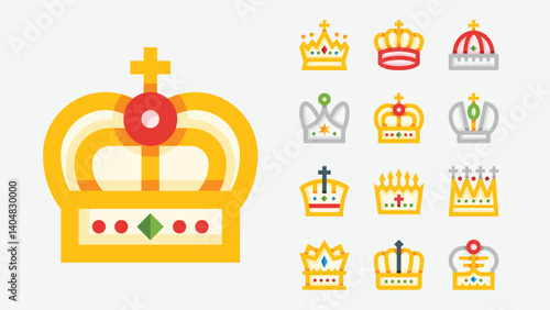 Royalty Crown King Queen Color Icons