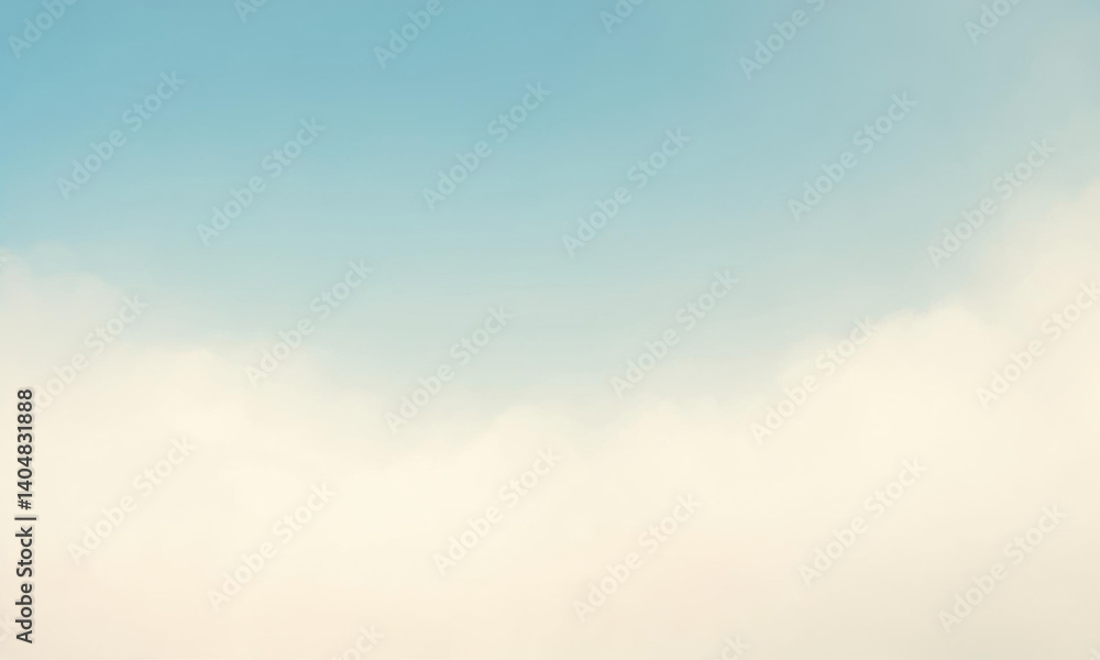 Obraz premium Minimalist Dreamy Sky With Soft White Clouds Floating On A Gentle Beige Gradient Atmosphere