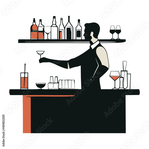 Bartender, profession, vector, transparent background